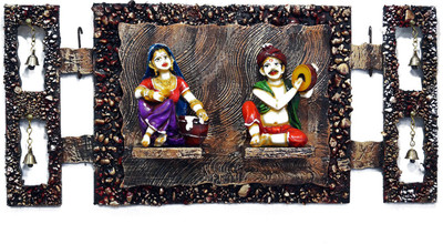 24% OFF on Krafthub Wooden Wall D������������������������������������������������������������������������������������������������������������������������������������������������������������������Cor Piece With Instrument Playing Couple And Bells Showpiece - 28 cm