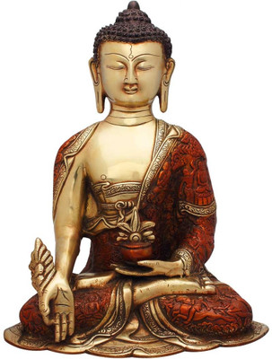 StatueStudio Carving Medicine Buddha Red White Showpiece - 30.48 cm StatueStudio Carving Medicine Buddha Red White Showpiece - 30.48 cm
