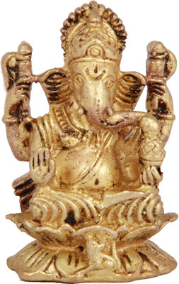 1% OFF on Adaa Brass - Nodding Head Lord Ganesha Sitting on Lotus Statue Showpiece - 5.588000000000001 cm