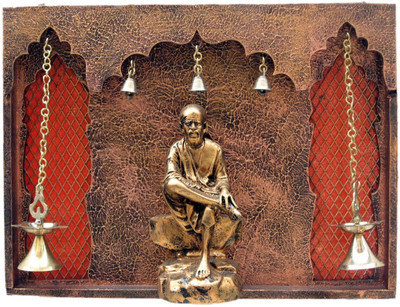7% OFF on Krafthub Arch Sai Baba With Jyot And Bells Having Orange Jali Background Showpiece - 30 cm