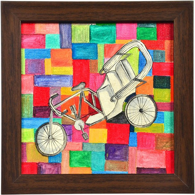 50% OFF on ExclusiveLane Canvas Handpainted Contemporary Rickshaw Wall D?cor Showpiece - 31.92 cm