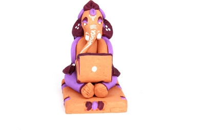 27% OFF on Adaa Terracotta - Laptop Ganesha (Purple) Showpiece - 7.5 cm