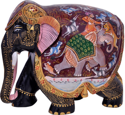 30% OFF on Vaah Painted Wooden Elephant Trunk Down Showpiece - 20 cm 30% OFF on Vaah Painted Wooden Elephant Trunk Down Showpiece - 20 cm