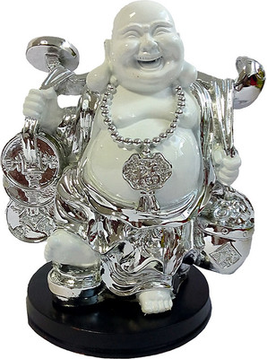 15% OFF on Aadi Shakti Silver Finish Happy Laughing Buddha Statue By Return Favors Showpiece - 18 cm 15% OFF on Aadi Shakti Silver Finish Happy Laughing Buddha Statue By Return Favors Showpiece - 18 cm