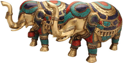 StatueStudio Elephant Stone Pair Showpiece - 38.1 cm StatueStudio Elephant Stone Pair Showpiece - 38.1 cm