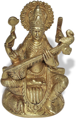 DakshCraft Hindu Goddess Saraswati Brass Statue Christmas Gifts Showpiece - 18 cm DakshCraft Hindu Goddess Saraswati Brass Statue Christmas Gifts Showpiece - 18 cm