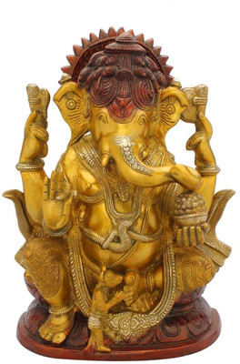 StatueStudio Ganesha With Jewellery Golden Yellow Showpiece - 38.1 cm StatueStudio Ganesha With Jewellery Golden Yellow Showpiece - 38.1 cm