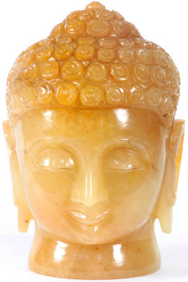 20% OFF on Exotic India Buddha Head in Yellow Aventurine Showpiece - 19.05 cm