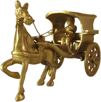 Galaxy Brass Horse Cart Showpiece - 9.52 cm Galaxy Brass Horse Cart Showpiece - 9.52 cm
