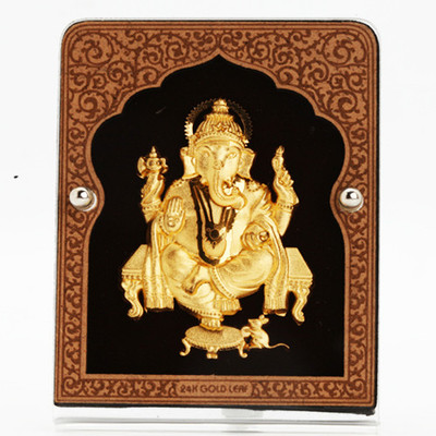 9% OFF on Ghasitaram Gifts 24 Kt Pure Gold Leaf Ganesha in Small Frame Showpiece -