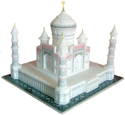 66% OFF on Artist Haat White Marble Handmade Taj Mahal Replica with fine work (10 inches) Showpiece - 30 cm