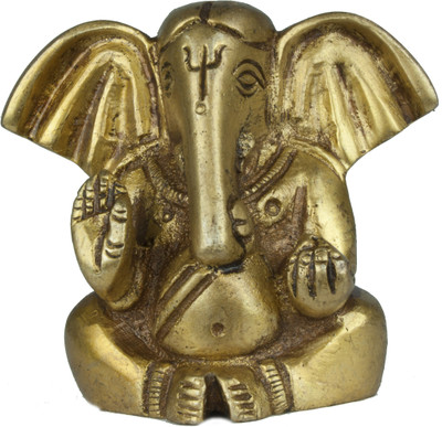 20% OFF on Exotic India Seated Ganesha with Trident Mark and Large Ears (Small Sculpture) Showpiece - 5.08 cm