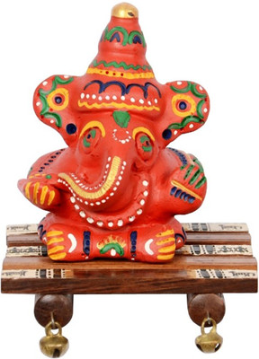 40% OFF on ExclusiveLane Handpainted Red Ganesha with Sheesham Chowki Showpiece - 0 cm
