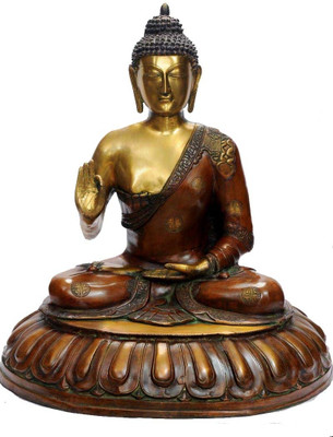Statuestudio Copper Orange Debating Buddha Sitting on Lotus Flower Base 28 Statuestudio Copper Orange Debating Buddha Sitting on Lotus Flower Base 28