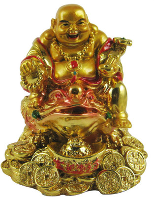 11% OFF on Eshoppee Vastu Feng Shui Golden Laughing Buddha On Money Frog Showpiece - 13 cm 11% OFF on Eshoppee Vastu Feng Shui Golden Laughing Buddha On Money Frog Showpiece - 13 cm