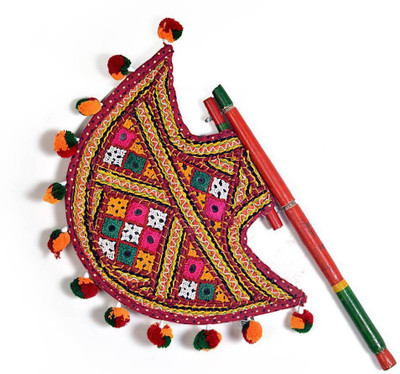 Desert Eshop Kutch Gujarati Art Work Ethnic Colorful Hand Fan 371 Showpiece - 4 cm