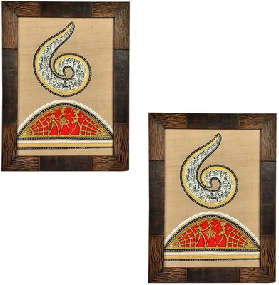 49% OFF on ExclusiveLane Warli Handpainted And Dhokra Work Silk Painting Set in Wood (Sheesham) Showpiece - 35.48 cm