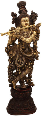 StatueStudio Krishna Standing Golden Red Showpiece - 73.66 cm StatueStudio Krishna Standing Golden Red Showpiece - 73.66 cm