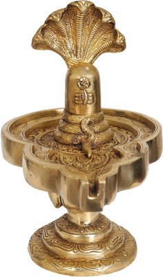 20% OFF on Exotic India Shiva Linga with Shiva���s Snakes Crowning It Showpiece - 24 cm
