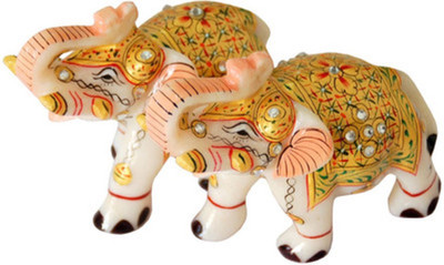 80% OFF on Anshul fashion Marble Handcrafted Elephant Pair with Meenakari Work Showpiece - 8.5 cm