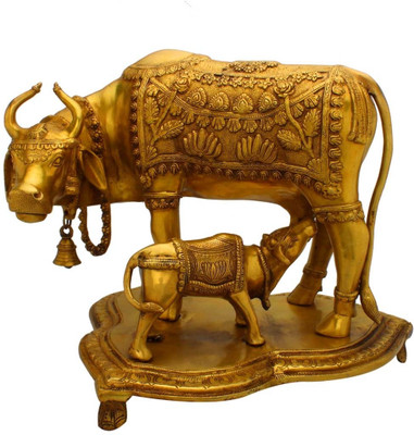 StatueStudio Cow N Calf Pair Golden Showpiece - 35.56 cm StatueStudio Cow N Calf Pair Golden Showpiece - 35.56 cm