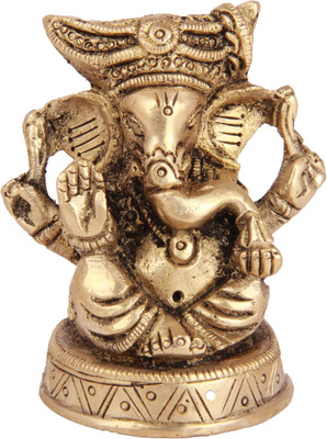 19% OFF on Adaa Brass - Pagdi Ganesha Statue Showpiece - 6.35 cm
