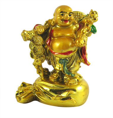25% OFF on Eshoppee feng shui laughing buddha sit on money potli Showpiece - 9 cm 25% OFF on Eshoppee feng shui laughing buddha sit on money potli Showpiece - 9 cm