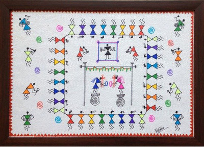 Craftter Warli Art-Wall Hangings-2 Showpiece - 28 cm
