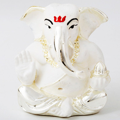 9% OFF on Ghasitaram Gifts Silver White Ganesha Showpiece - 9 cm 9% OFF on Ghasitaram Gifts Silver White Ganesha Showpiece - 9 cm
