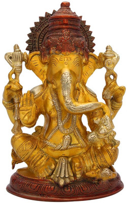 StatueStudio Sitting Ganesha Golden Yellow Showpiece - 22.86 cm StatueStudio Sitting Ganesha Golden Yellow Showpiece - 22.86 cm
