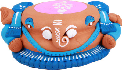 32% OFF on Adaa Terracotta - Flot Baldi Ganesha Statue - Blue and Pink Showpiece - 8.8 cm
