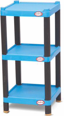 Surprise Heavy Duty Square Shelf Plastic Bedside Table (Finish Color - Blue)