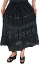 Indiatrendzs Solid Women's A-line Black Skirt