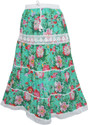 Indiatrendzs Floral Print Women's A-line Green Skirt