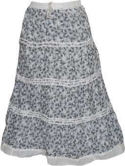 Indiatrendzs Printed Women's A-line White Skirt