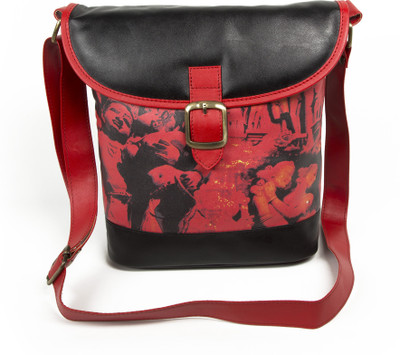 Made In India Women Casual Black, Red PU Sling Bag