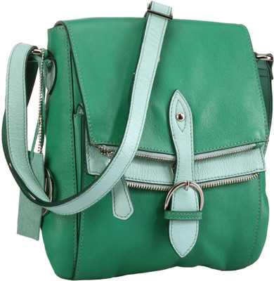 10% OFF on Phive Rivers Women Casual Green Genuine Leather Sling Bag