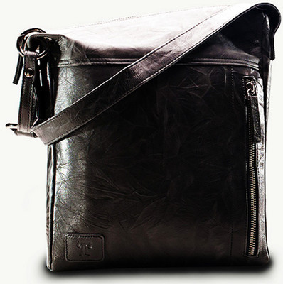 42% OFF on TWACH Men Casual Black Genuine Leather Sling Bag