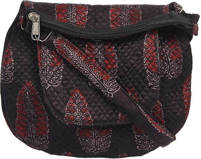 Ethnicshack Women Casual Black Cotton Sling Bag