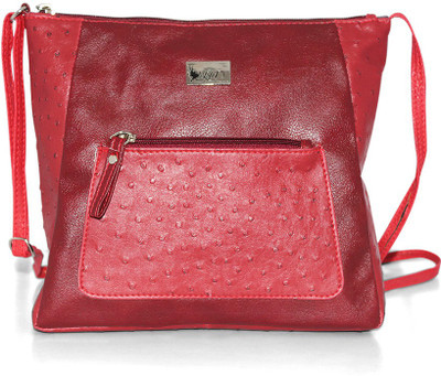 50% OFF on Fab Fashion Women, Girls Casual, Festive, Formal Red Leatherette Sling Bag