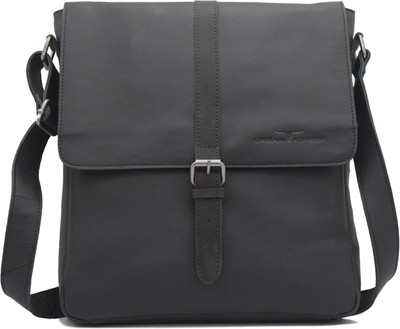 69% OFF on Urban Forest Men Casual Black Genuine Leather Sling Bag