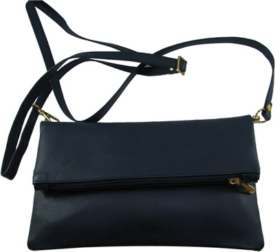 55% OFF on Faith Women Casual, Evening/Party Blue Genuine Leather Sling Bag