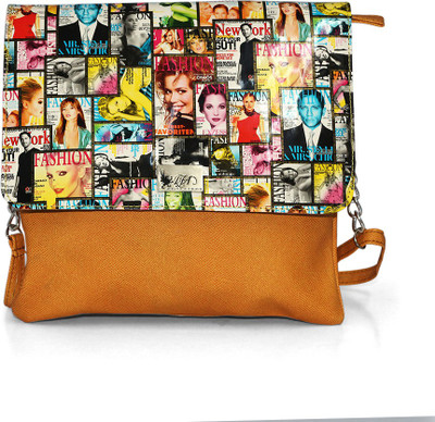 50% OFF on Fab Fashion Women, Girls Casual, Festive, Formal Orange Leatherette Sling Bag