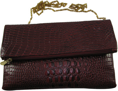 55% OFF on Faith Women Casual, Evening/Party Red Genuine Leather Sling Bag