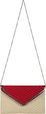 42% OFF on Shanaaya Women Evening/Party Beige, Maroon Leatherette Sling Bag