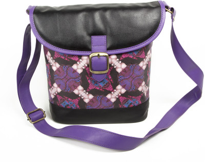 Made In India Women Casual Black, Purple PU Sling Bag