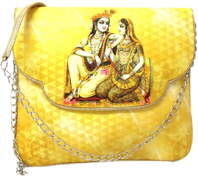 Bhamini Women Casual Yellow Cotton Sling Bag Bhamini Women Casual Yellow Cotton Sling Bag