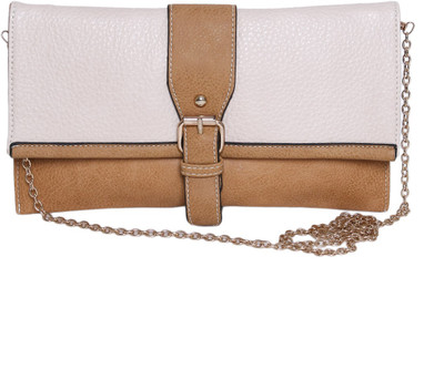 30% OFF on Thegudlook Women Casual Brown, White Leatherette Sling Bag