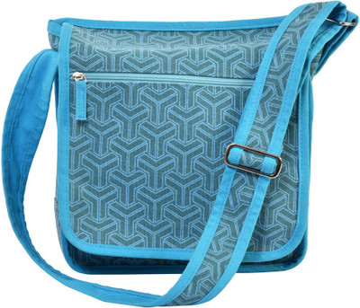 51% OFF on Rhombus Women Casual Blue Cotton Sling Bag