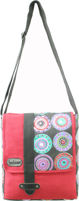 50% OFF on Anekaant Men, Women Casual Red, Black Canvas, Genuine Leather, Cotton Sling Bag